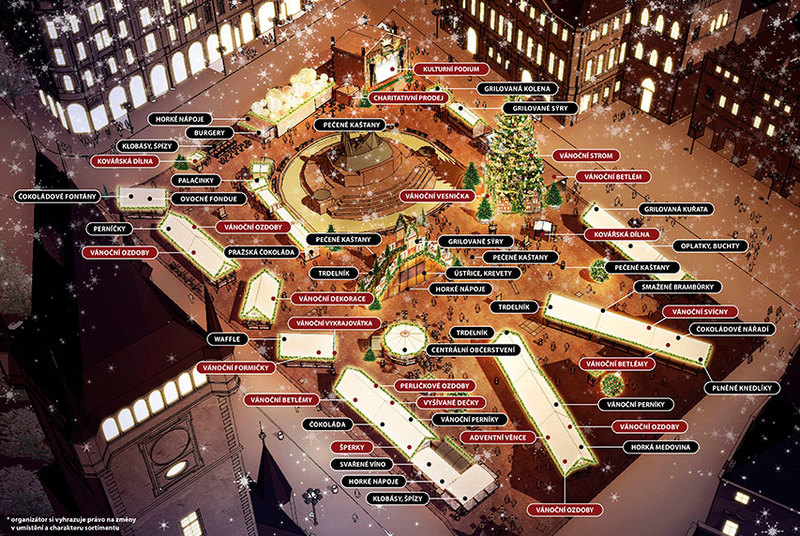 Карта рождественской ярмарки на Староместской площади